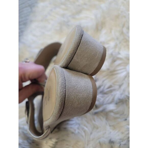 Matisse Cow Print Faux Fur Wedge Sandals, Women's 9 - Picture 3 of 5